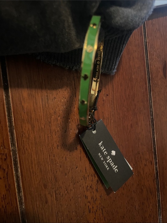 kate spade Other - kate spade Green Enamel Slim Hinged Bangle with Gold Accents